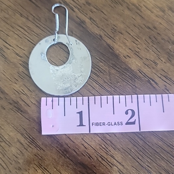 Vintage Mexican Alpaca 925 Silver Floral Abalone Shell Dangle Earrings - Picture 5 of 5